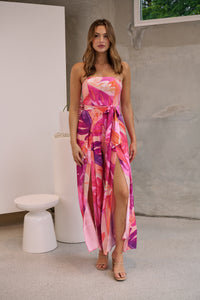 Reese Strapless Pink/Purple Strapless Jumpsuit