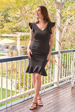 Load image into Gallery viewer, Alessi Black Frill Evening Dress