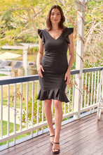 Load image into Gallery viewer, Alessi Black Frill Evening Dress