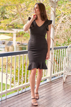 Load image into Gallery viewer, Alessi Black Frill Evening Dress