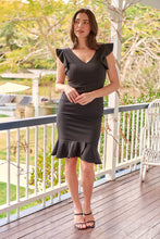 Load image into Gallery viewer, Alessi Black Frill Evening Dress