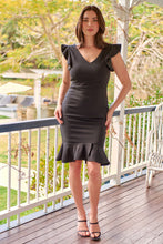 Load image into Gallery viewer, Alessi Black Frill Evening Dress