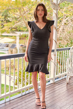 Load image into Gallery viewer, Alessi Black Frill Evening Dress
