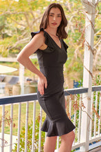 Load image into Gallery viewer, Alessi Black Frill Evening Dress