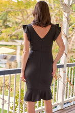 Load image into Gallery viewer, Alessi Black Frill Evening Dress