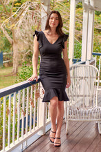 Load image into Gallery viewer, Alessi Black Frill Evening Dress