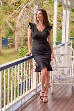 Load image into Gallery viewer, Alessi Black Frill Evening Dress