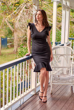 Load image into Gallery viewer, Alessi Black Frill Evening Dress