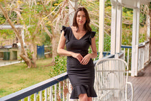 Load image into Gallery viewer, Alessi Black Frill Evening Dress
