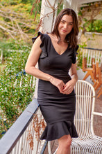 Load image into Gallery viewer, Alessi Black Frill Evening Dress