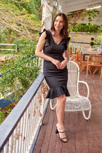Load image into Gallery viewer, Alessi Black Frill Evening Dress