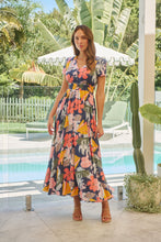 Load image into Gallery viewer, Leilani Blue/Pink/Yellow Floral Button Front Maxi Dress