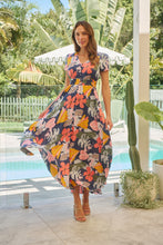 Load image into Gallery viewer, Leilani Blue/Pink/Yellow Floral Button Front Maxi Dress