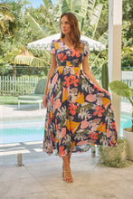 Load image into Gallery viewer, Leilani Blue/Pink/Yellow Floral Button Front Maxi Dress