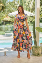 Load image into Gallery viewer, Leilani Blue/Pink/Yellow Floral Button Front Maxi Dress