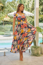Load image into Gallery viewer, Leilani Blue/Pink/Yellow Floral Button Front Maxi Dress