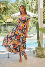 Load image into Gallery viewer, Leilani Blue/Pink/Yellow Floral Button Front Maxi Dress