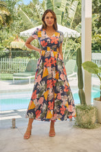 Load image into Gallery viewer, Leilani Blue/Pink/Yellow Floral Button Front Maxi Dress