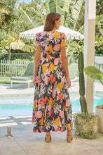 Load image into Gallery viewer, Leilani Blue/Pink/Yellow Floral Button Front Maxi Dress