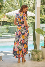 Load image into Gallery viewer, Leilani Blue/Pink/Yellow Floral Button Front Maxi Dress