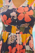 Load image into Gallery viewer, Leilani Blue/Pink/Yellow Floral Button Front Maxi Dress