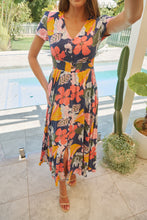 Load image into Gallery viewer, Leilani Blue/Pink/Yellow Floral Button Front Maxi Dress