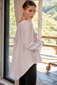 Leo Star Leopard Brown Print White Long Sleeve Top
