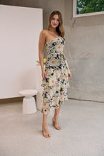 Load image into Gallery viewer, Scarlette Black/Green/Peach Chiffon One Shoulder Evening Dress