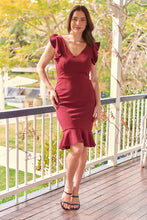 Load image into Gallery viewer, Alessi Burgundy Frill Evening Dress