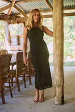 Load image into Gallery viewer, Rina Brooch Gathered Front Black Evening Dress