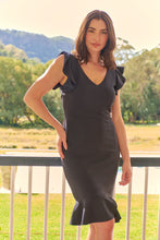 Load image into Gallery viewer, Alessi Navy Frill Evening Dress
