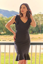 Load image into Gallery viewer, Alessi Navy Frill Evening Dress