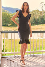 Load image into Gallery viewer, Alessi Navy Frill Evening Dress