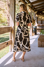 Load image into Gallery viewer, Aleeha Beige/Black/White Print Midi Collared Dress