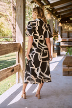 Load image into Gallery viewer, Aleeha Beige/Black/White Print Midi Collared Dress
