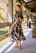Load image into Gallery viewer, Aleeha Beige/Black/White Print Midi Collared Dress