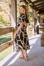 Load image into Gallery viewer, Aleeha Beige/Black/White Print Midi Collared Dress