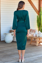 Load image into Gallery viewer, Christine Satin Forrest Green Evening Dress