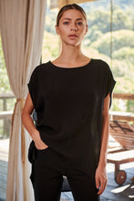 Load image into Gallery viewer, Chele Short Sleeve Oversized Black Plain Top