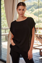 Load image into Gallery viewer, Chele Short Sleeve Oversized Black Plain Top