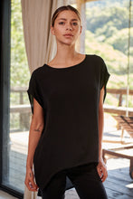 Load image into Gallery viewer, Chele Short Sleeve Oversized Black Plain Top