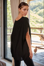 Load image into Gallery viewer, Chele Short Sleeve Oversized Black Plain Top
