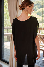 Load image into Gallery viewer, Chele Short Sleeve Oversized Black Plain Top