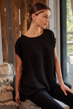 Load image into Gallery viewer, Chele Short Sleeve Oversized Black Plain Top