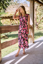 Load image into Gallery viewer, Trissa Navy/Pink Floral Print Dress