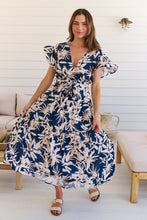 Load image into Gallery viewer, Ridley Floral Navy/Pink/White Cross Over Front Maxi Dress