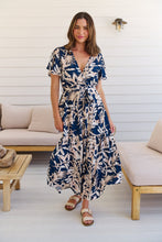 Load image into Gallery viewer, Ridley Floral Navy/Pink/White Cross Over Front Maxi Dress