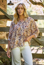 Load image into Gallery viewer, Dash Heart Print Button Up 3/4 Sleeve Shirt