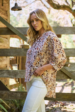 Load image into Gallery viewer, Dash Heart Print Button Up 3/4 Sleeve Shirt