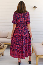Load image into Gallery viewer, Nyla Navy/Pink/Red V Neck Maxi Dress